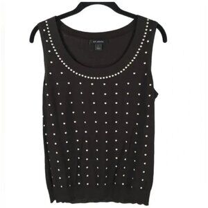 ST. JOHN WOOL Blend Riveted Chocolate Brown‎ Shell Top Size SMALL